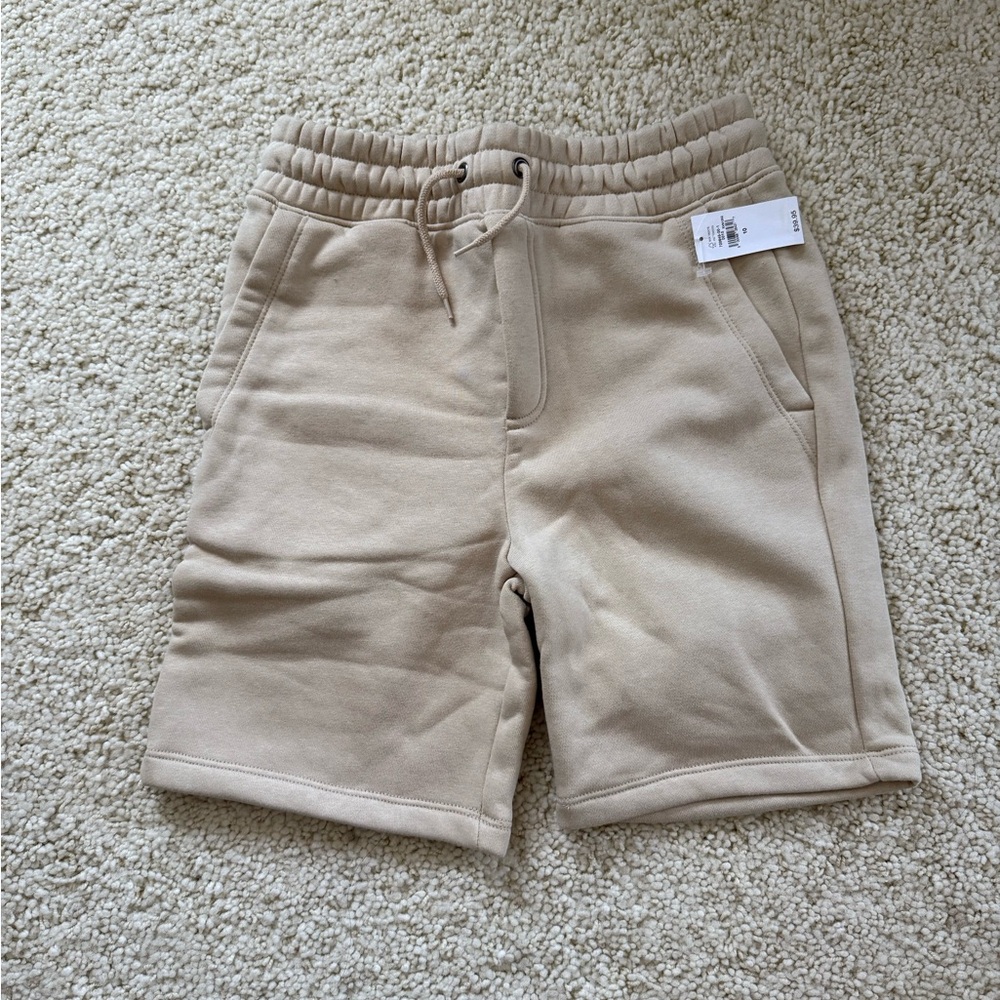 New Gap shorts fleece pockets drawstring basketball tan beige brown 10 teen